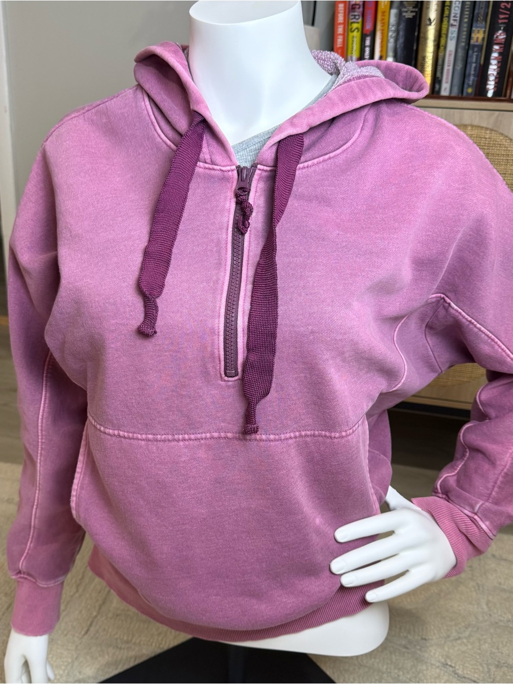 Free People Movement Washed Pink Half-Zip Hoodie Sweatshirt Women’s Size Small